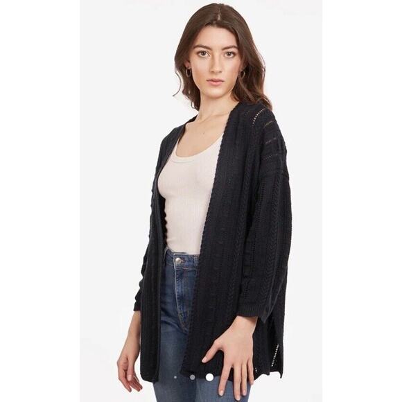 Cotton by Autumn Cashmere Open Pointelle Duster Black Size Large NEW With Tags - Picture 14 of 14